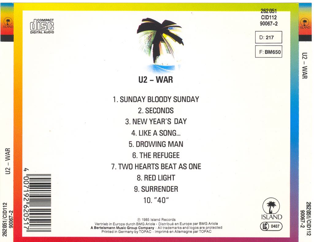 War - U2 (12” - 42) music collectible [Barcode 0042281114823] - Main Image 2
