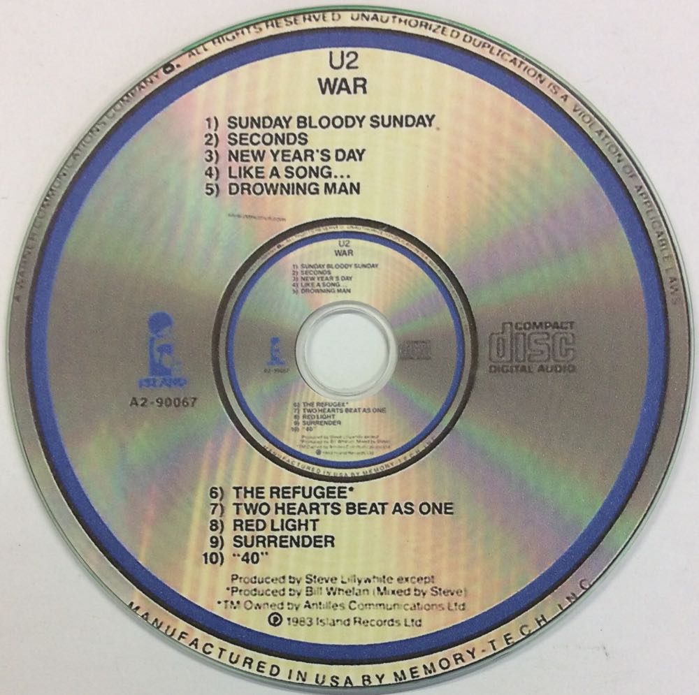 War - U2 (CD - 4338) music collectible [Barcode 042281114823] - Main Image 4