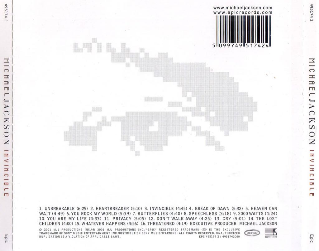 Invincible - Jackson Michael (12” - 77:07) music collectible [Barcode 074646940020] - Main Image 2