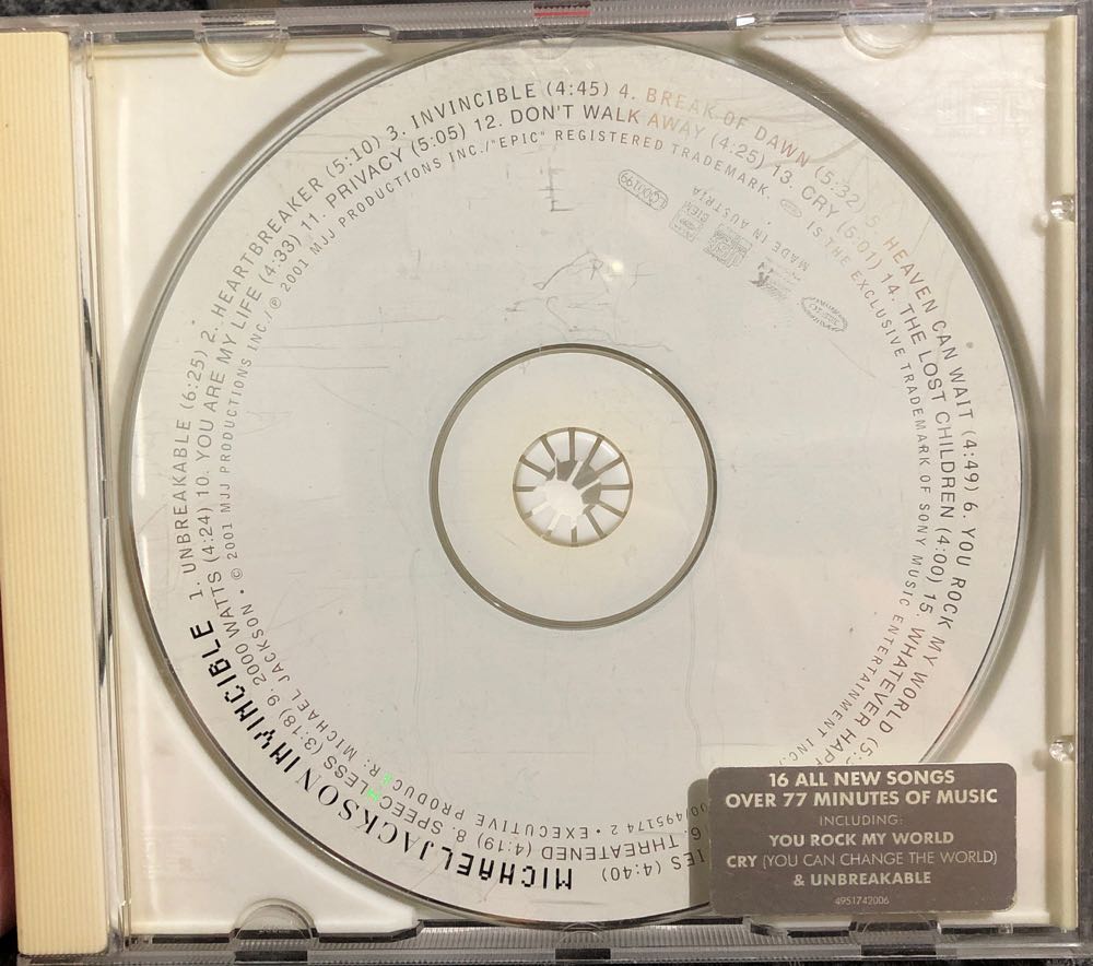 Invincible - Michael Jackson (CD - 77) music collectible [Barcode 5099749517424] - Main Image 3