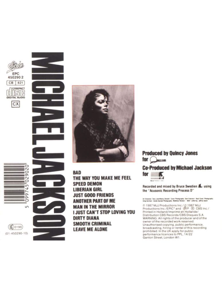 Bad - Michael Jackson (CD - 71) music collectible [Barcode 074644060027] - Main Image 2