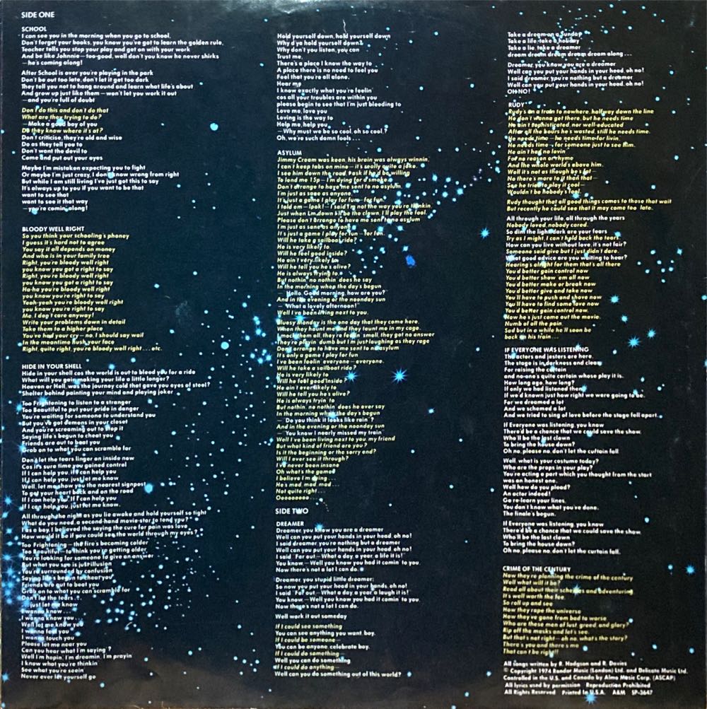 Crime Of The Century - Supertramp (CD - 44) music collectible [Barcode 075021364714] - Main Image 4