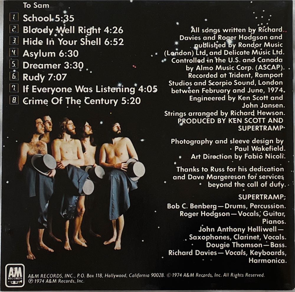 Crime Of The Century - Supertramp (CD) music collectible [Barcode 082839364720] - Main Image 3
