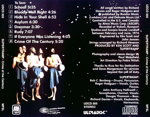 Crime Of The Century - Supertramp (Blu-ray Audio (BD-A)) music collectible [Barcode 600753450680] - Main Image 2