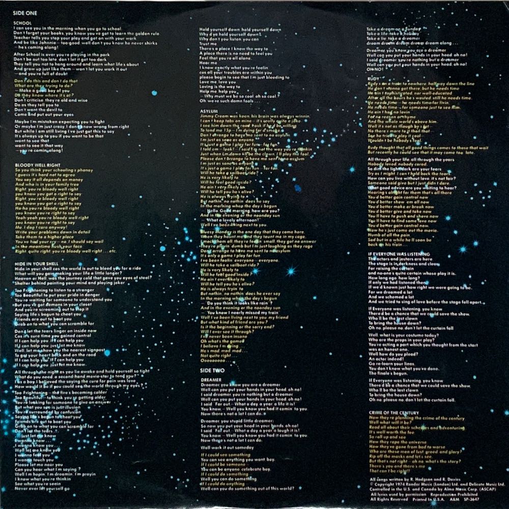 Crime Of The Century - Supertramp (12”) music collectible - Main Image 3