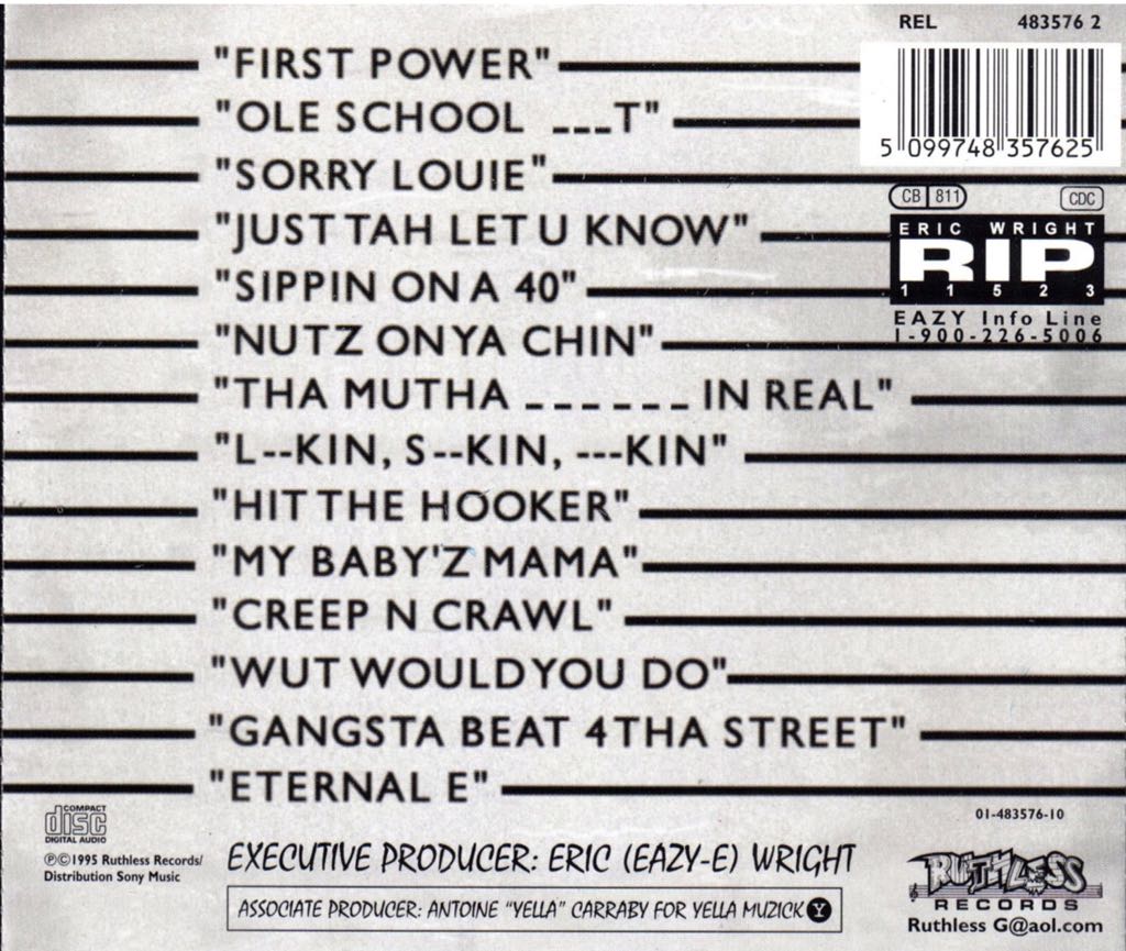 Str8 Off Tha Streetz Of Muthaphukkin Compton - Eazy-E (CD - 5345) music collectible [Barcode 074649108229] - Main Image 2