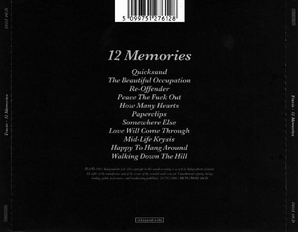 12 Memories - Travis (CD) music collectible [Barcode 5099751276128] - Main Image 2