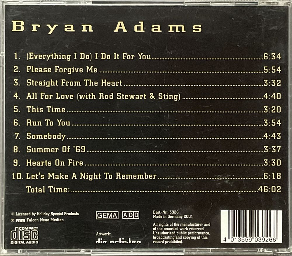 (Everything I Do) I Do It For You - Bryan Adams (CD) music collectible [Barcode 4013659039266] - Main Image 3