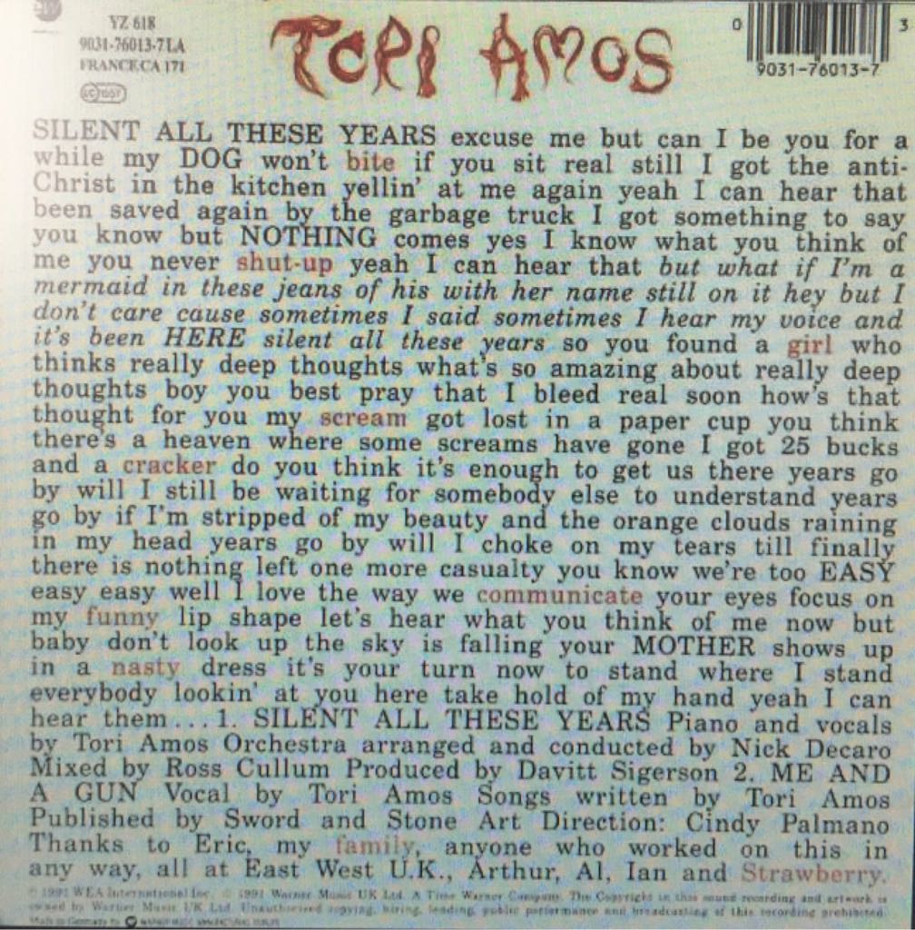 Silent All These Years - Tori Amos (7”) music collectible - Main Image 2