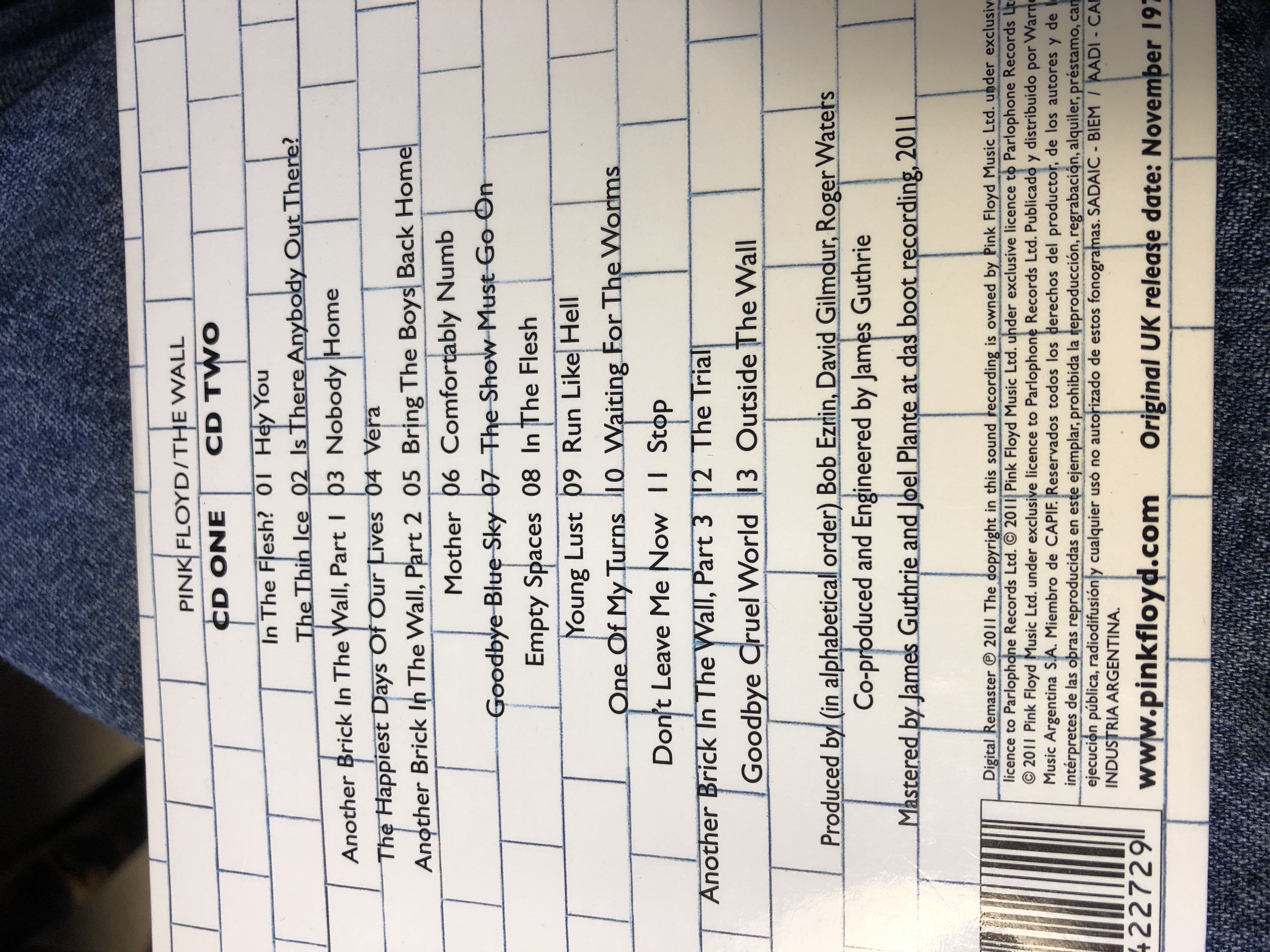 The Wall - Pink Floyd (CD - 81) music collectible [Barcode 5099908422729] - Main Image 2