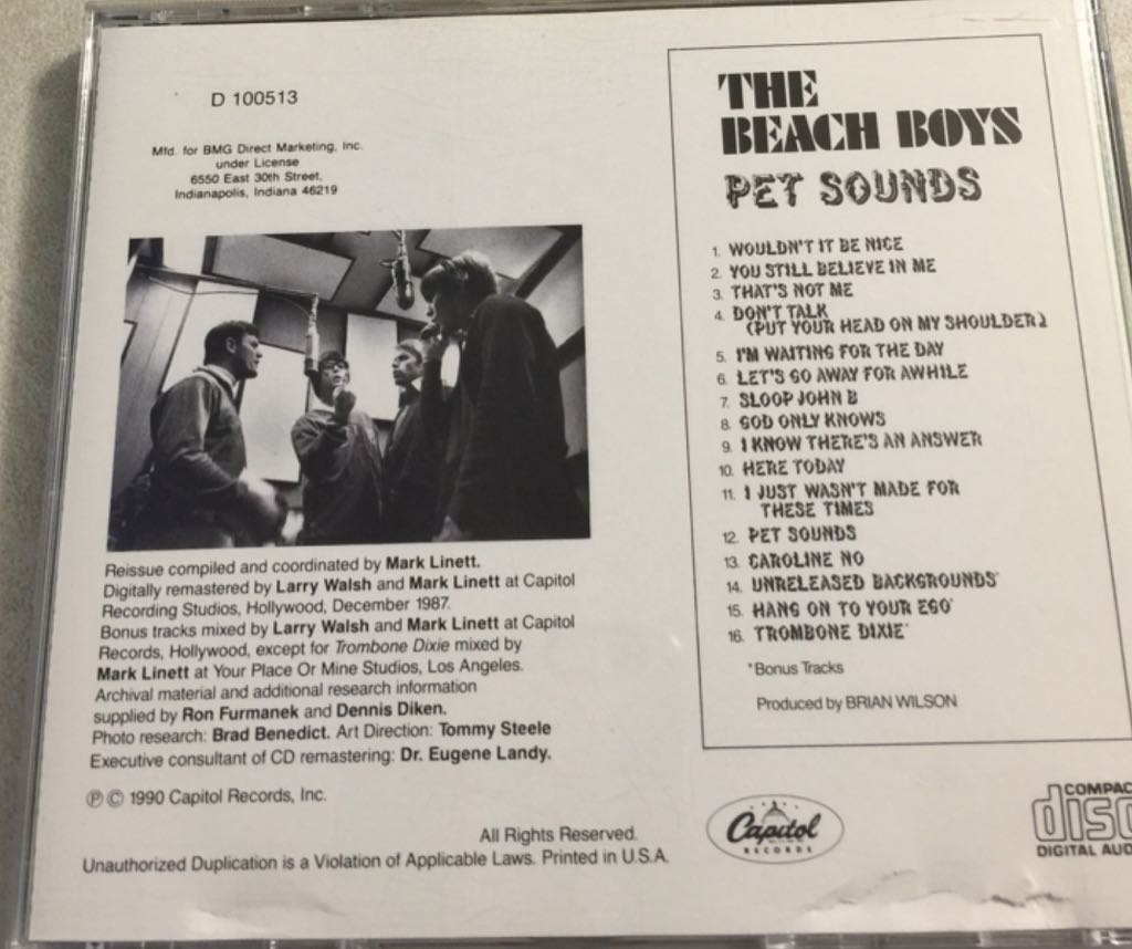 Pet Sounds - Beach Boys, The (CD - 37) music collectible [Barcode 094635398625] - Main Image 2