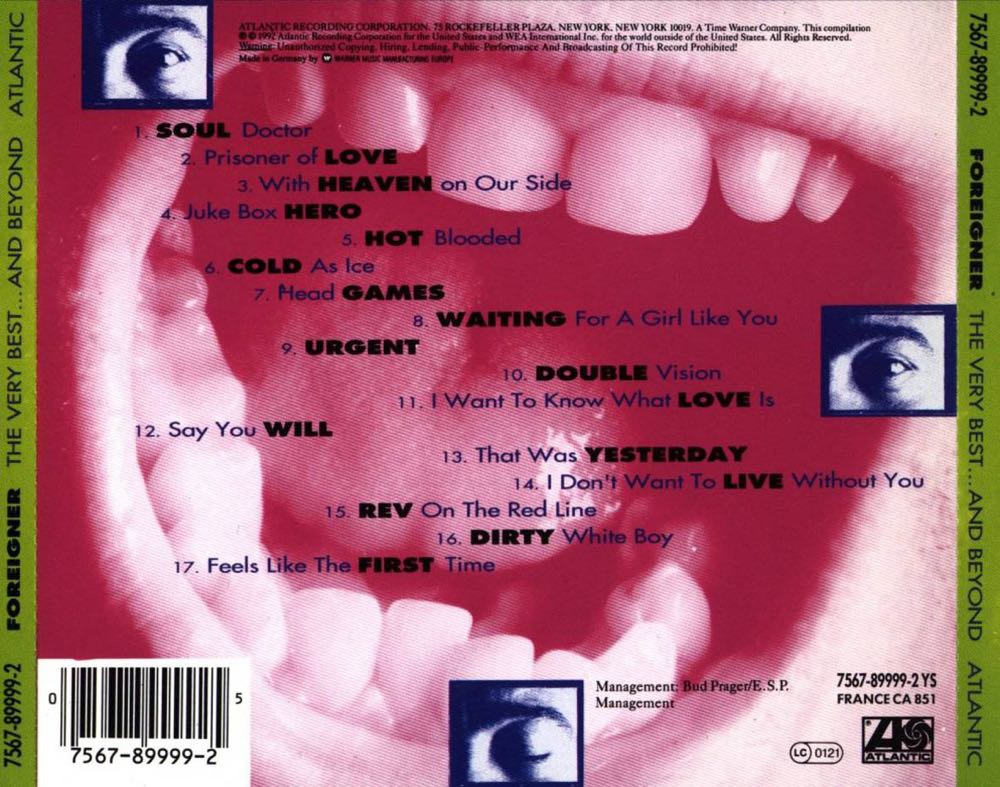 The very best of - Foreigner (CD-R - 73) music collectible [Barcode 007124271532] - Main Image 2