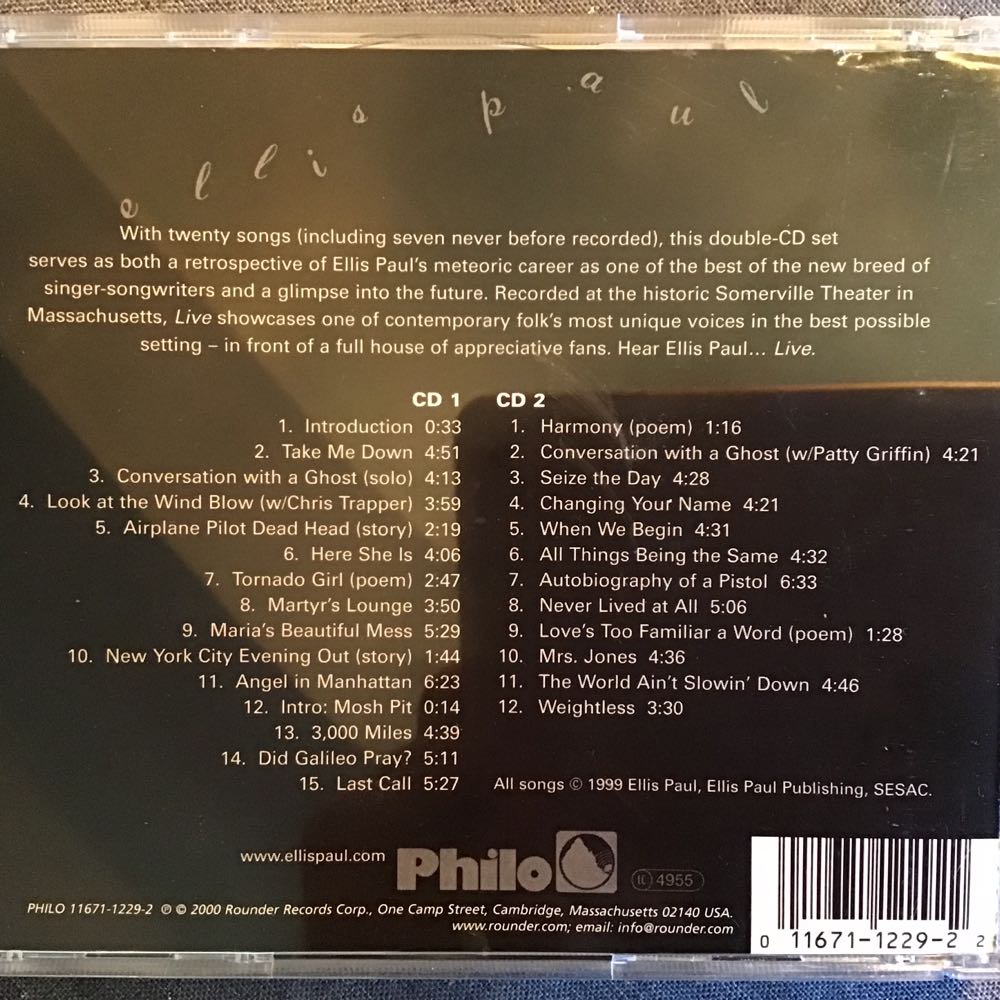 Live - Paul Ellis (CD) music collectible [Barcode 011671122922] - Main Image 2
