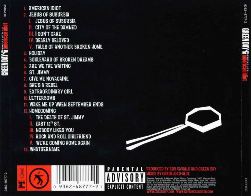 American Idiot - Green Day (CD - 58) music collectible [Barcode 093624892526] - Main Image 2