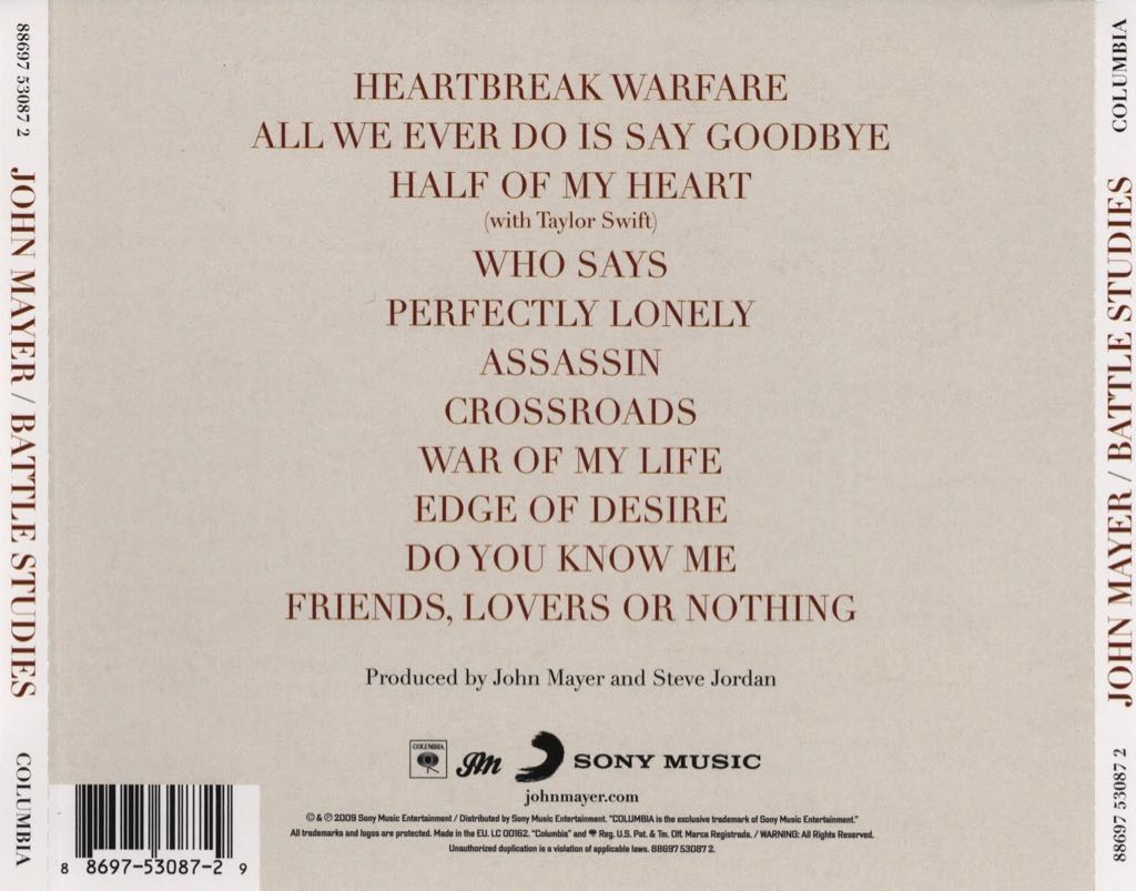 Battle Studies - Mayer, John (MiniDisc - 55) music collectible [Barcode 886977526428] - Main Image 2