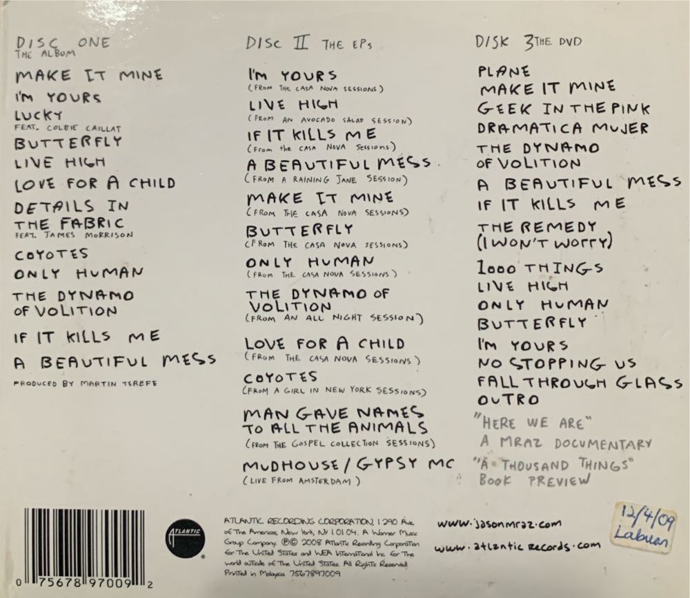 We Sing We Dance We Steal Things - Mraz, Jason (CD - 51) music collectible [Barcode 075678970092] - Main Image 2