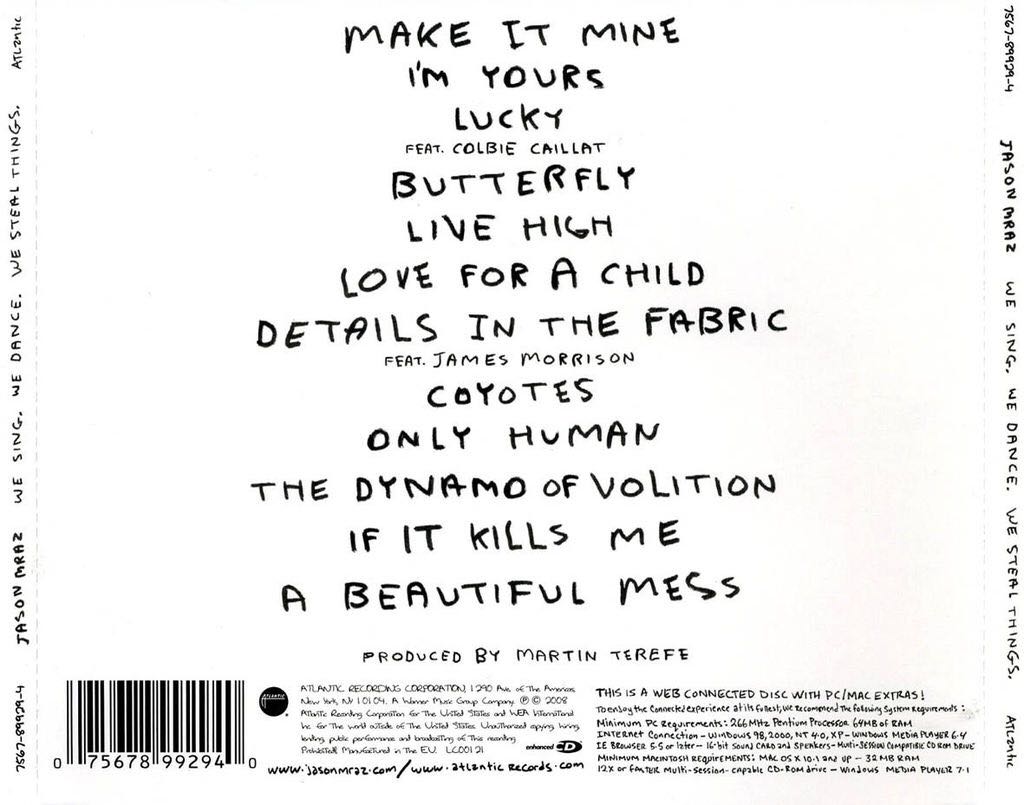 We Sing. We Dance. We Steal Things. - Jason Mraz (CD - 54) music collectible [Barcode 075678994753] - Main Image 2