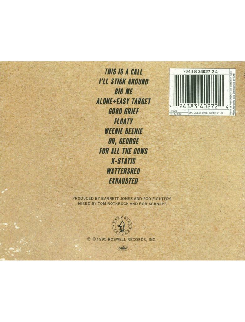 Foo Fighters - Foo Fighters (CD - 45) music collectible [Barcode 828765549622] - Main Image 2