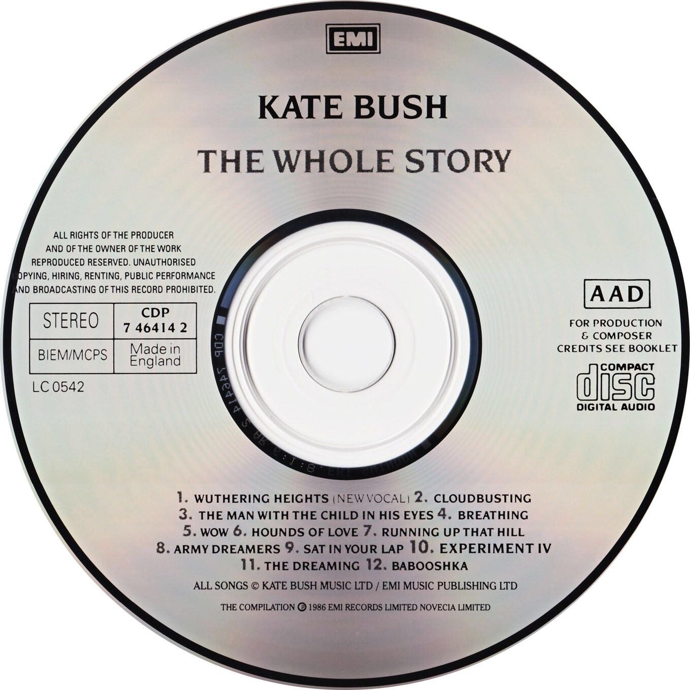 The Whole Story - Kate Bush (CD - 48:55) music collectible [Barcode 077774641425] - Main Image 3