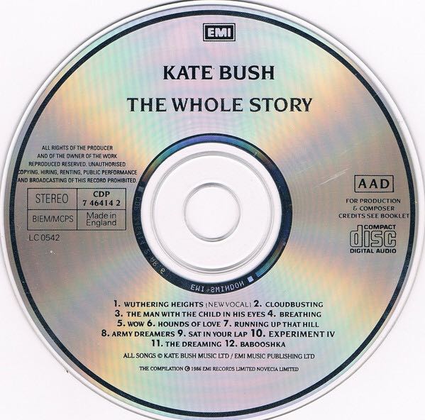 The Whole Story - Kate Bush (CD - 48:55) music collectible [Barcode 077774641425] - Main Image 4