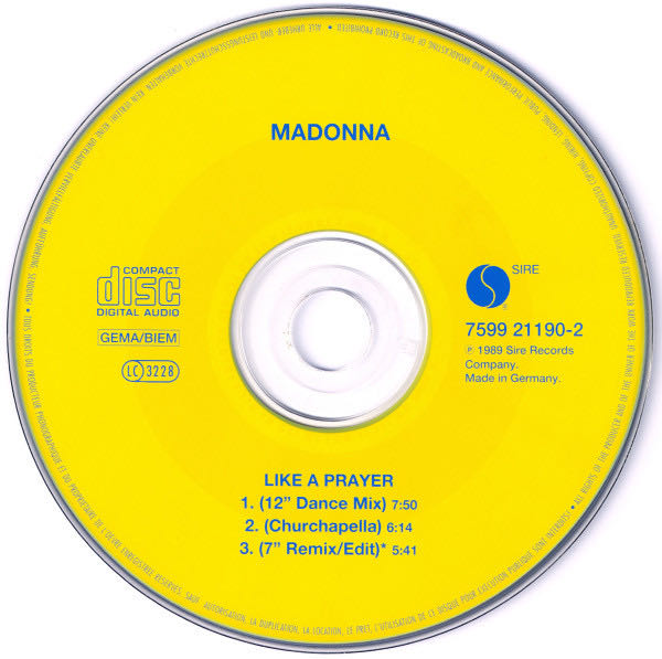 01 - CD Single - Madonna (22b) - Like a Prayer - Madonna (CD - 20) music collectible [Barcode 075992119023] - Main Image 3