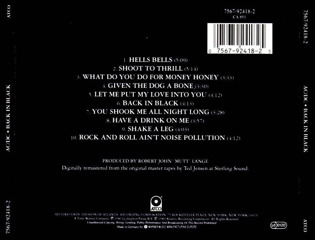 Back In Black - AC/DC (12” - 42) music collectible [Barcode 696998020726] - Main Image 2