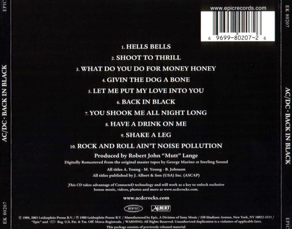 Back In Black - AC/DC (CD - 42:11) music collectible - Main Image 2