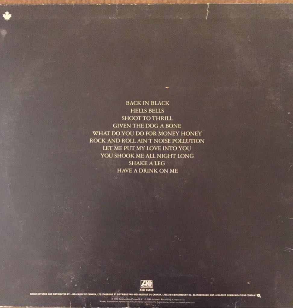 Back In Black - AC/DC music collectible - Main Image 2