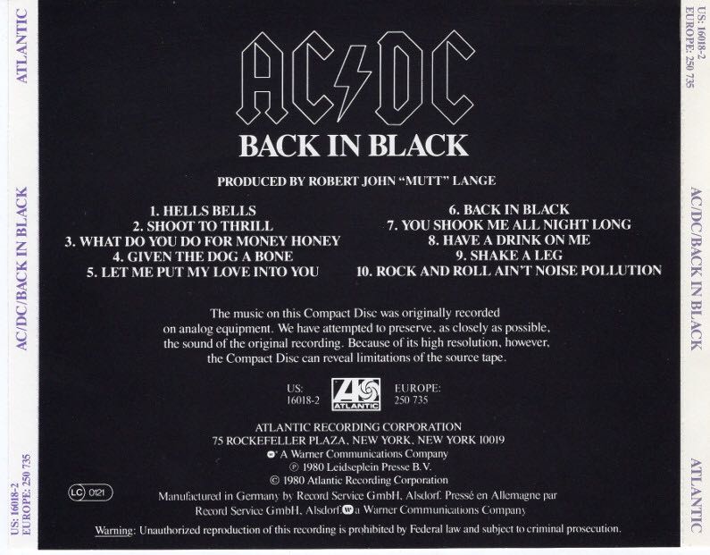 Back In Black - AC/DC (CD - 42) music collectible - Main Image 2