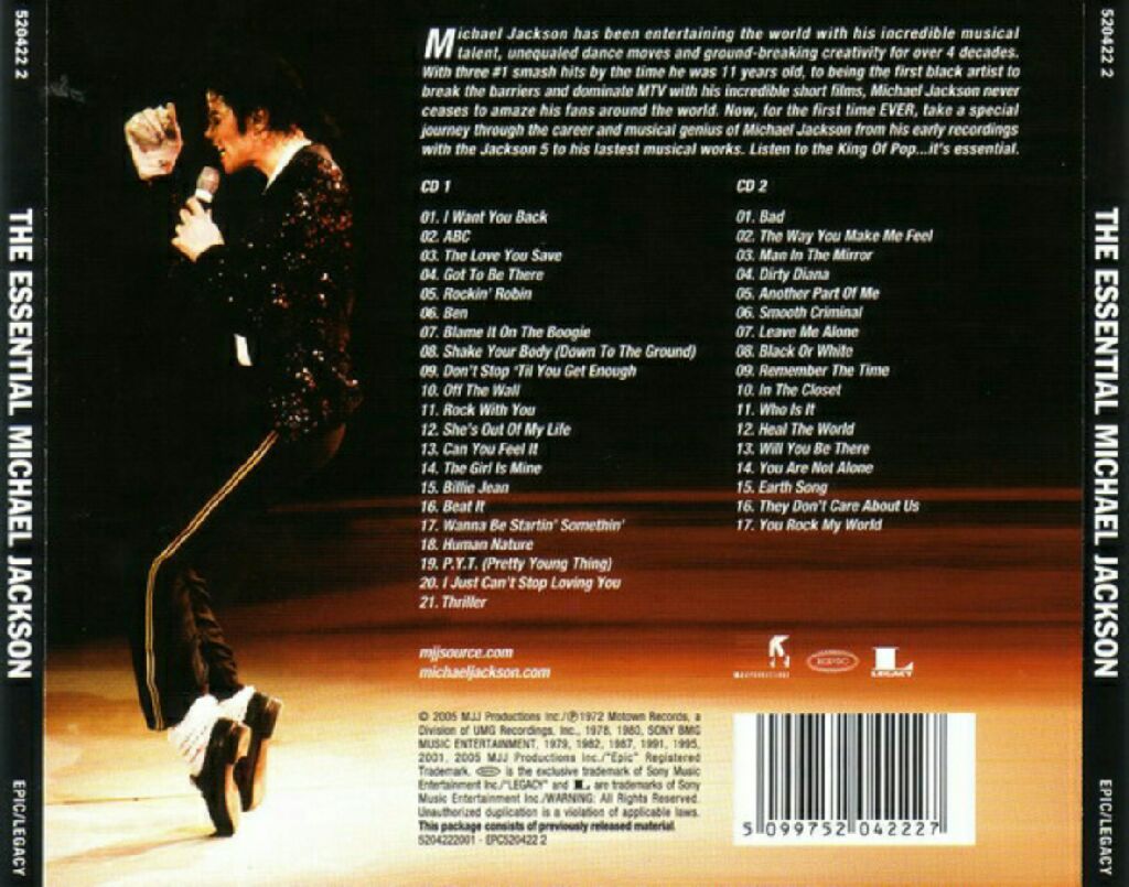 The Essential Michael Jackson - Jackson Michael (CD - 157) music collectible [Barcode 827969428726] - Main Image 2
