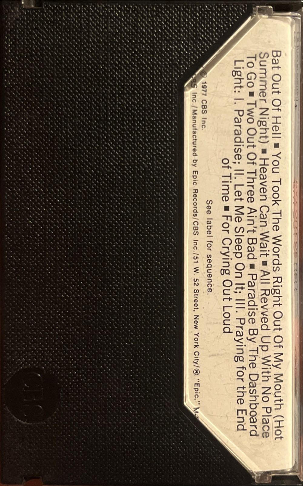 Bat Out of Hell - Meat Loaf (Cassette) music collectible [Barcode 074643497442] - Main Image 2