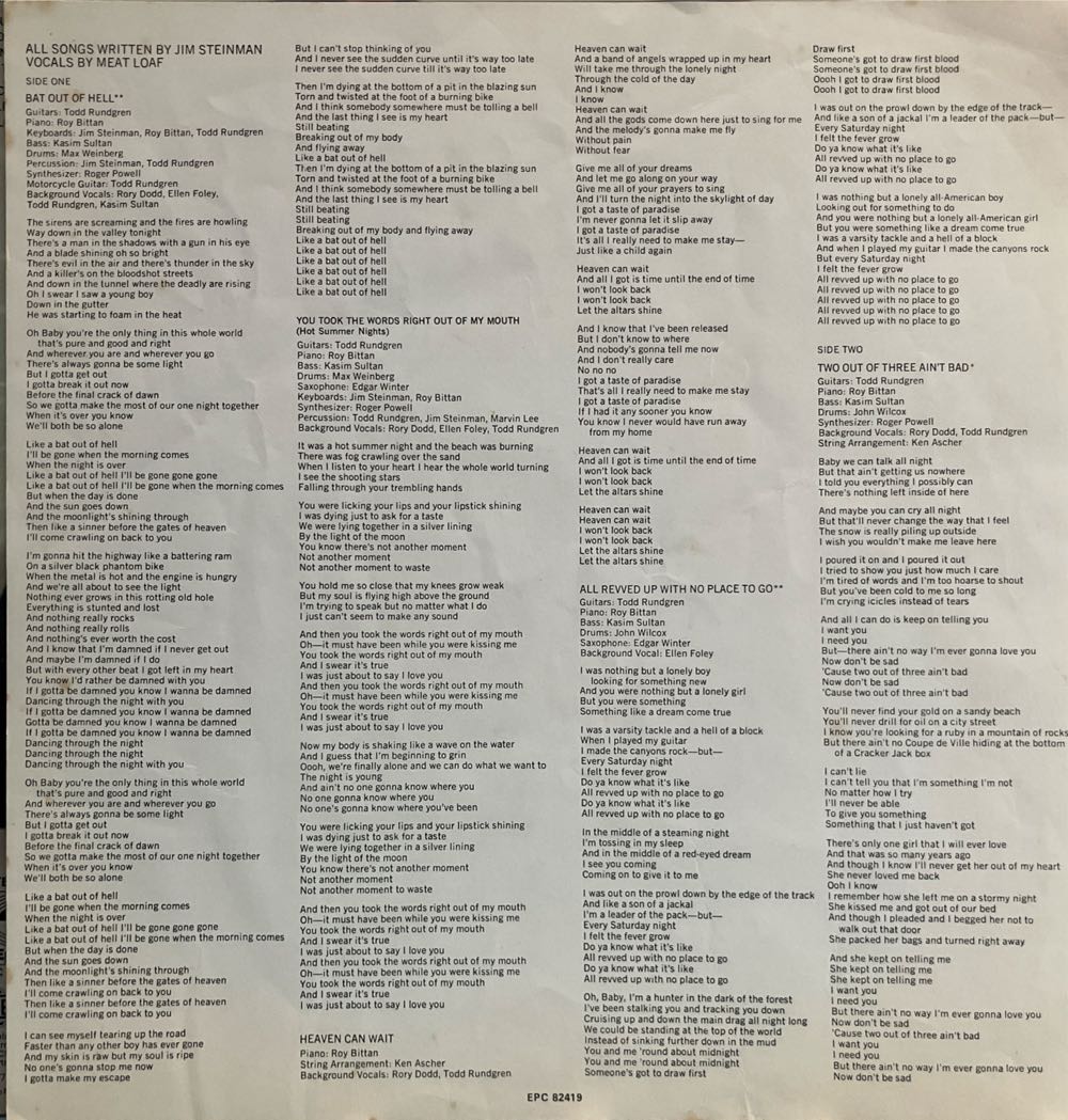 Bat Out Of Hell - Meat Loaf (12” - 1) music collectible [Barcode 399708241923] - Main Image 3