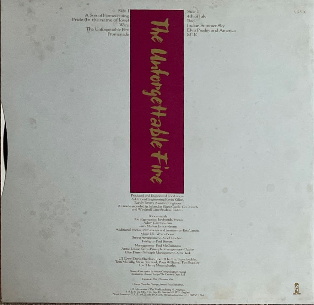 The Unforgettable Fire - U2 (12” - 4238) music collectible [Barcode 4007192065301] - Main Image 4