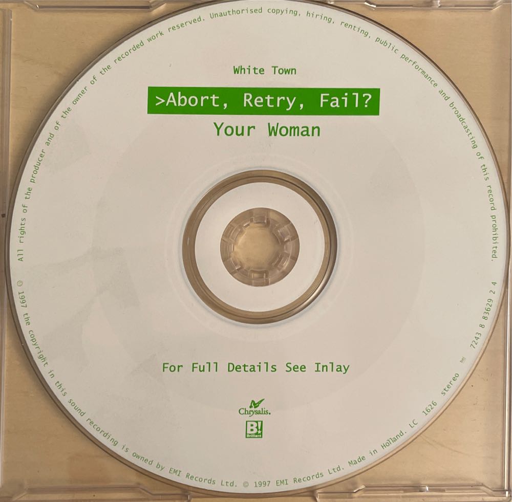 Your Woman - White Town (CD - 18) music collectible [Barcode 724388362924] - Main Image 2