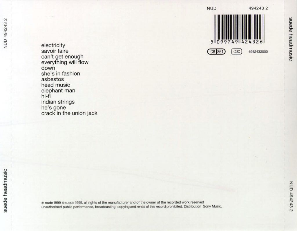 Head music - Suede (CD) music collectible [Barcode 5099749424326] - Main Image 2