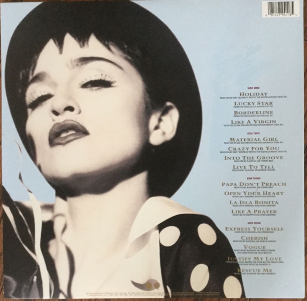 The Immaculate Collection - Madonna (12”) music collectible [Barcode 081227941185] - Main Image 2