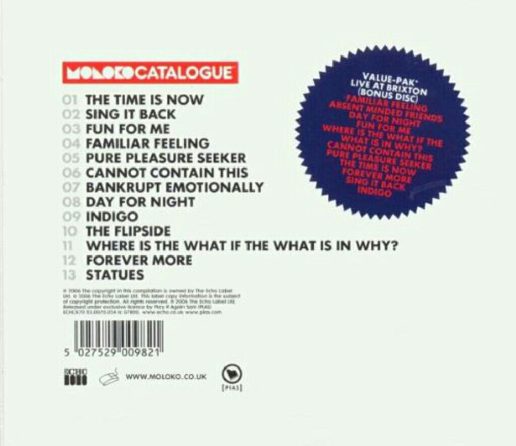 Catalogue - Moloko (CD) music collectible [Barcode 5027529009722] - Main Image 2
