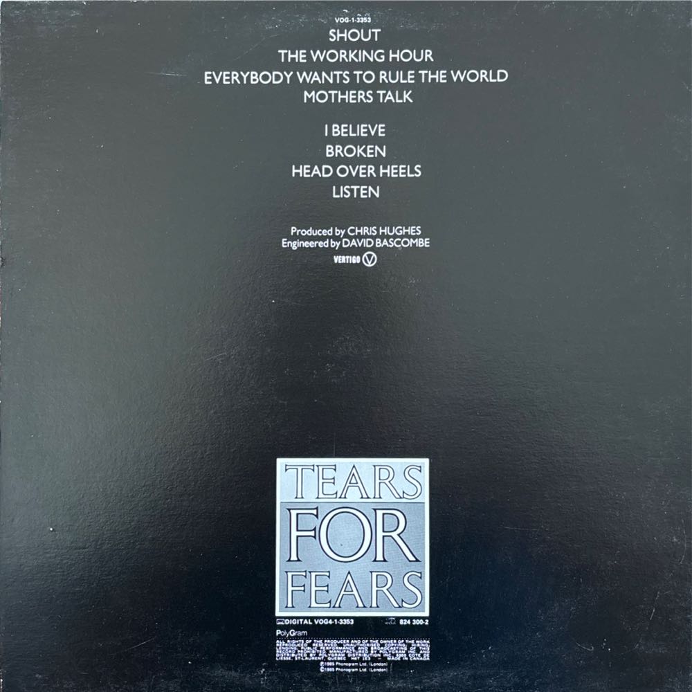 Songs From The Big Chair - Tears For Fears (12” - 41) music collectible - Main Image 2