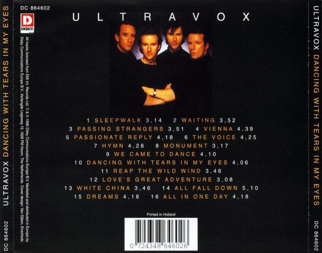 Dancing With Tears In My Eyes - Ultravox (CD) music collectible [Barcode 724383552221] - Main Image 2