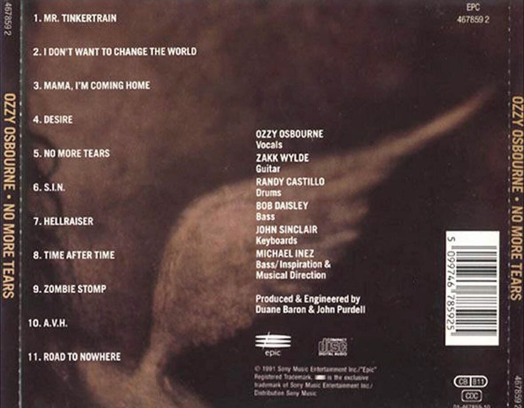 No More Tears - Ozzy Osbourne (CD - 56:55) music collectible [Barcode 777497449871] - Main Image 2