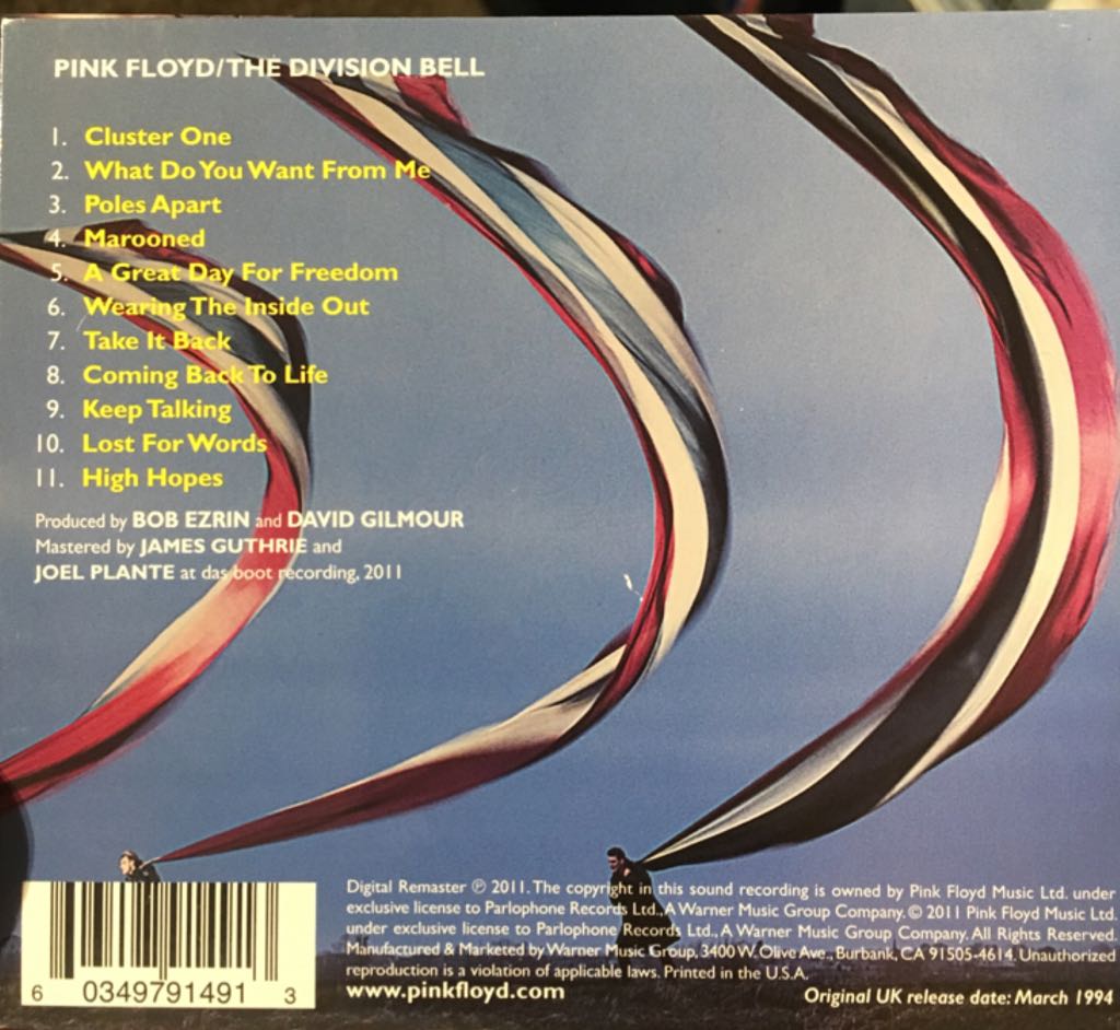 Division Bell, The - Pink Floyd (CD) music collectible [Barcode 603497914913] - Main Image 2