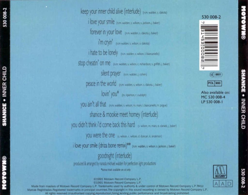 Inner Child (Promo Copy) - Shanice (CD - 59) music collectible [Barcode 737463631921] - Main Image 2