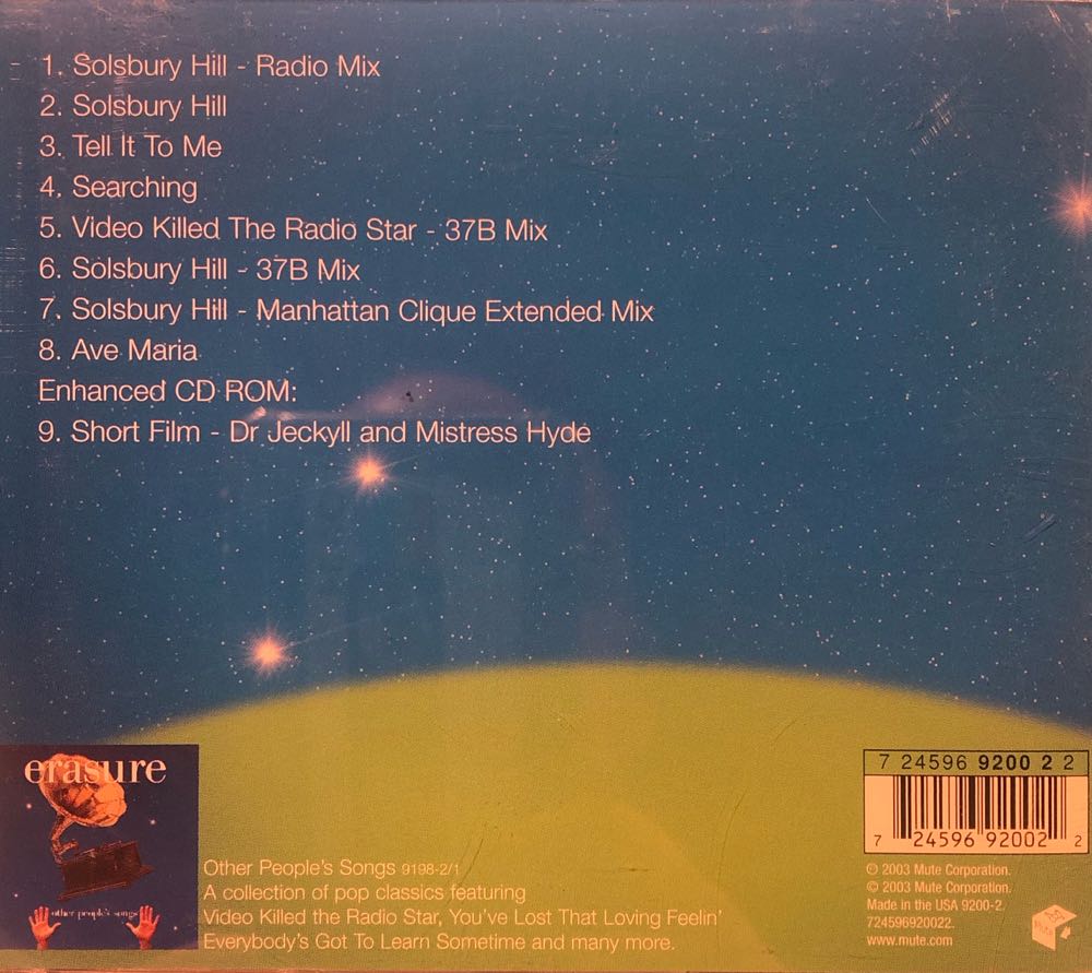 Solsbury Hill (CD Single) - Erasure (CD) music collectible [Barcode 724596920022] - Main Image 2