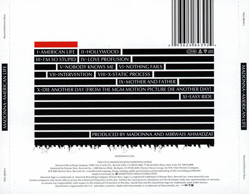 American Life - Madonna (CD-R) music collectible [Barcode 9325583018947] - Main Image 2