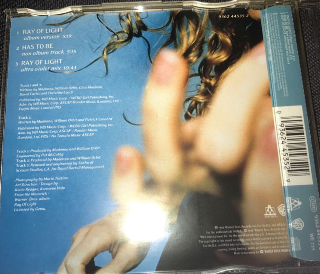 Ray Of Light Cd Single 3 Tracks - Madonna music collectible [Barcode 093624453529] - Main Image 2