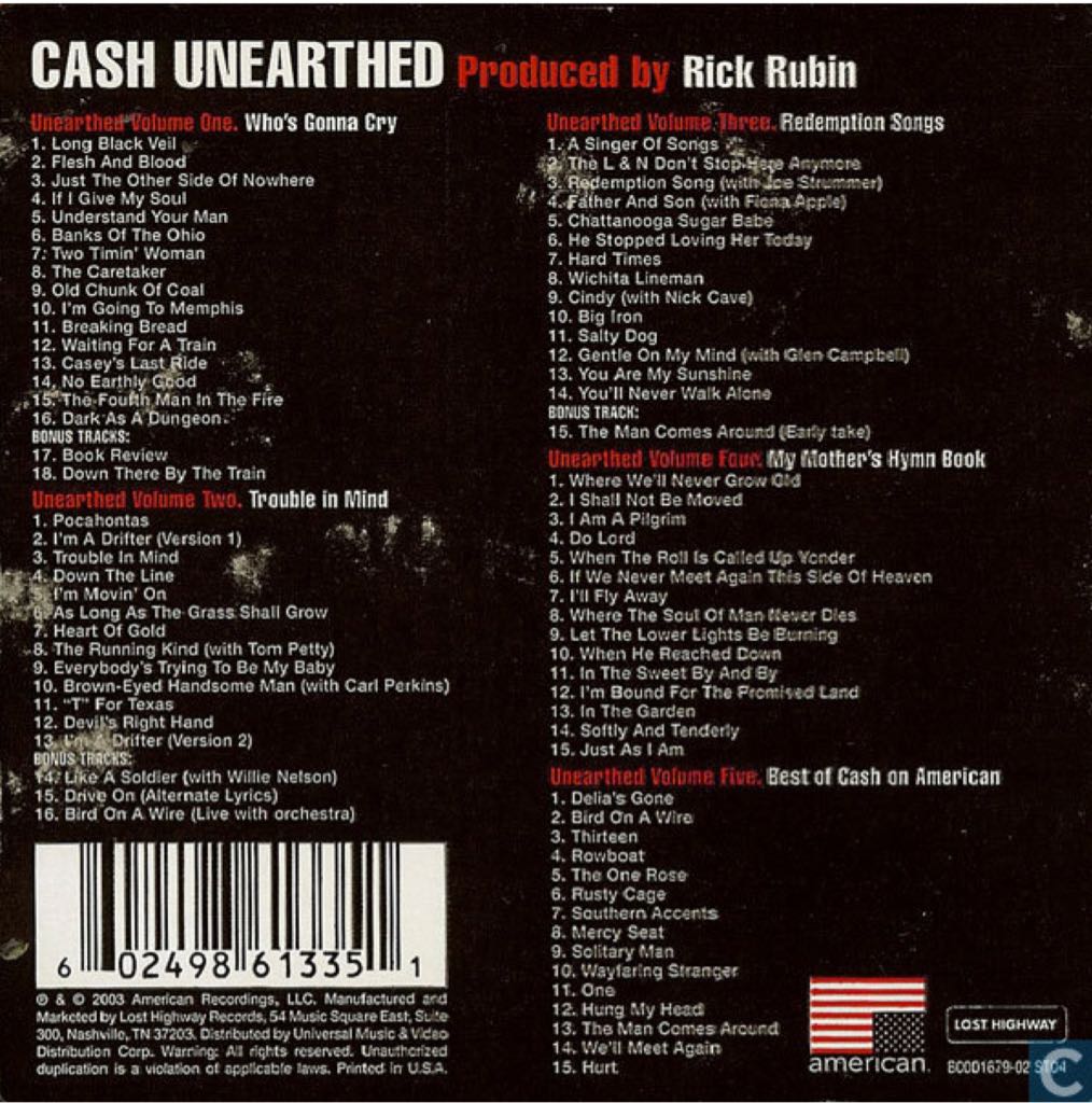 Unearthed - Cash, Johnny (CD) music collectible - Main Image 2