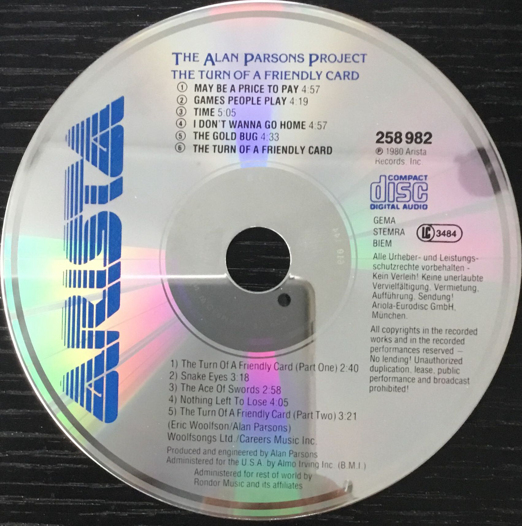 Turn Of A Friendly Card, The - Alan Parsons Project (CD - 40) music collectible [Barcode 4007192589821] - Main Image 4