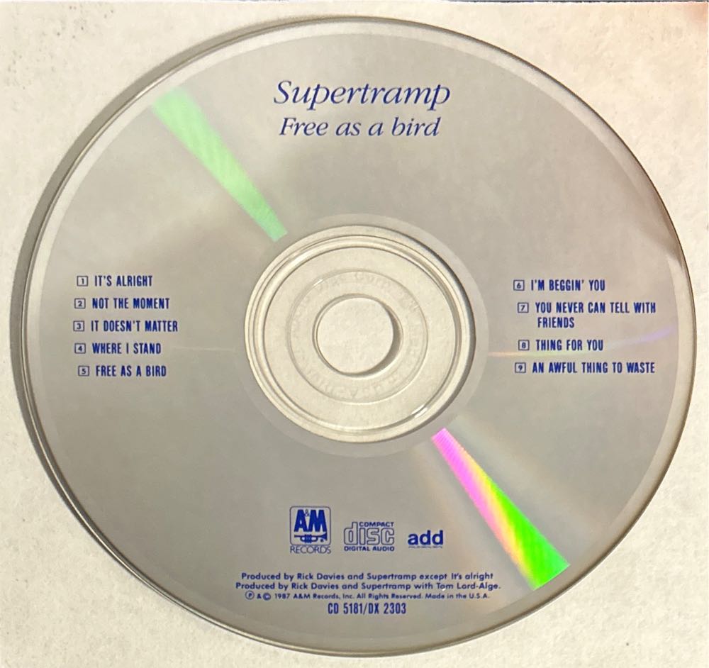 Free As A Bird - Supertramp (CD - 45) music collectible [Barcode 075021518124] - Main Image 4