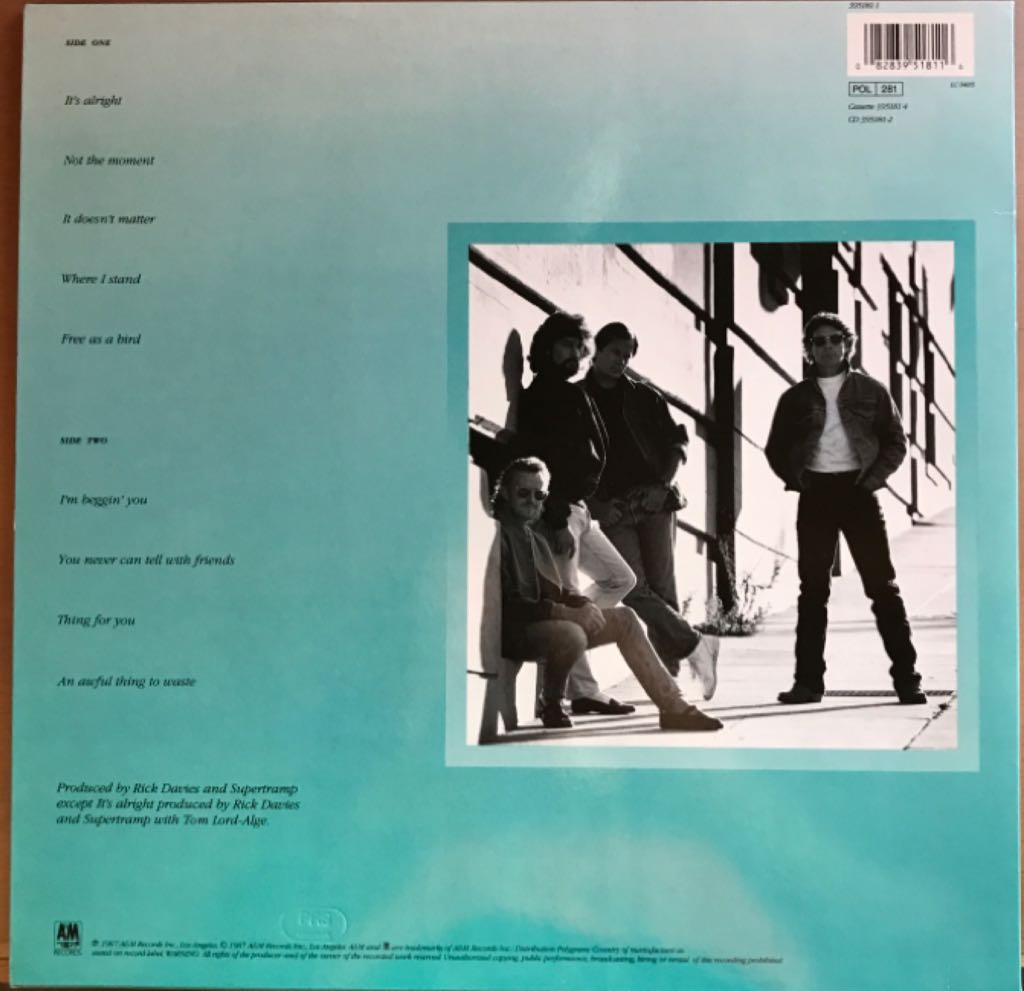 Free As A Bird - Supertramp (12” - 44) music collectible [Barcode 082839518116] - Main Image 2