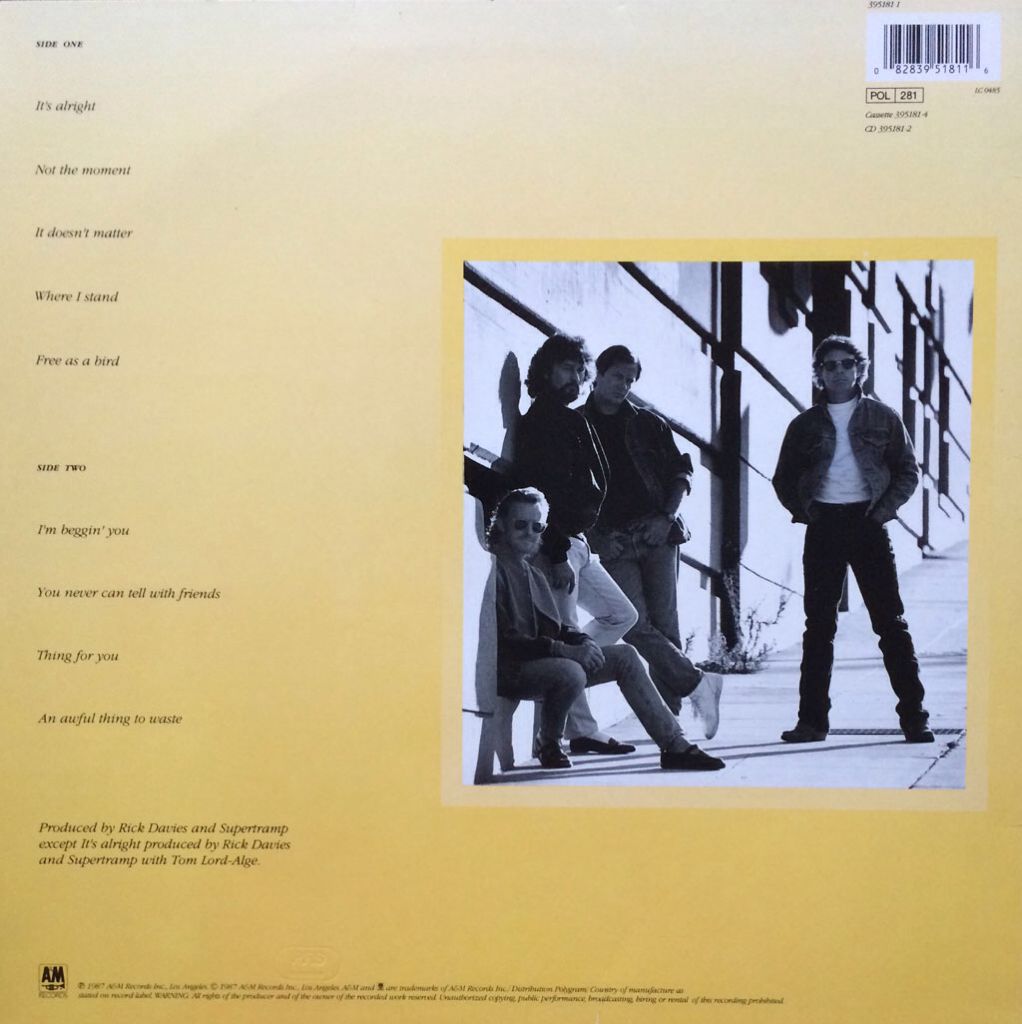 Free As A Bird - Supertramp (12”) music collectible - Main Image 2